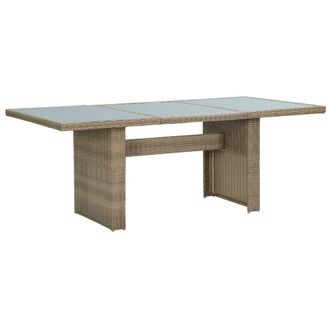 Berkfield Home Garden Dining Table Brown 200x100x74 cm Glass & Poly Rattan | Size: 200 x 100 x 74 cm