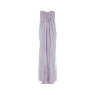 Alexander McQueen Draped Bustier Gown - Dames - Jurken - Paars - Maat: S Zijde