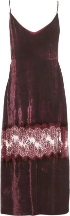 Stella McCartney Fluwelen jurk met kanten vlakken - Rood