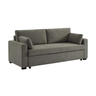 Sweeek Sof&aacute; cama de tela liso de 3 plazas, gris oscuro