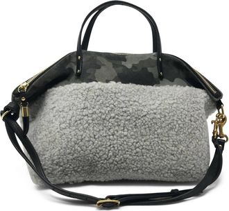 Kempton & Co. Shearling Devon Holdall Bag In Grey / Camo Suede
