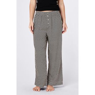 Papinelle Sleepwear Anais Wide Leg Cotton Blend Pajama Pants in Black Ecru at Nordstrom, Size X-Large