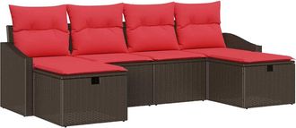 vidaXL Conjunto De Sof&aacute; De Jard&iacute;n 6 Uds. Rat&aacute;n Sint&eacute;tico Vidaxl