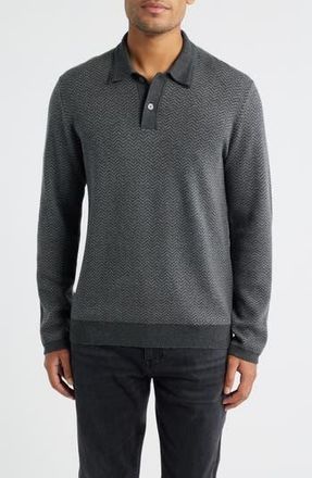 Rails Herrington Herringbone Polo Sweater in Charcoal Herringbone Melange at Nordstrom Rack, Size Xx-Large