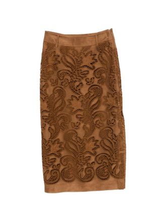Ermanno Scervino Womens Suede Leather Effect Long Skirt