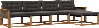 vidaXL Conjunto De Sof&aacute;s De Exterior 5 Uds. Natural Y Negro Vidaxl