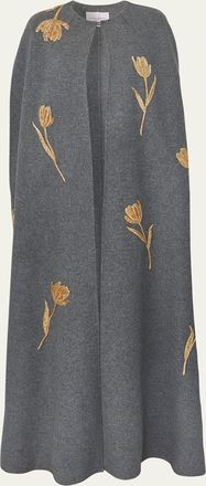 Carolina Herrera Long Embroidered Cape