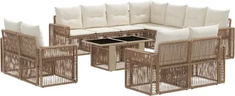 vidaXL Conjunto De Sof&aacute;s De Jard&iacute;n 12 Uds. Beige Y Blanco Crema Vidaxl