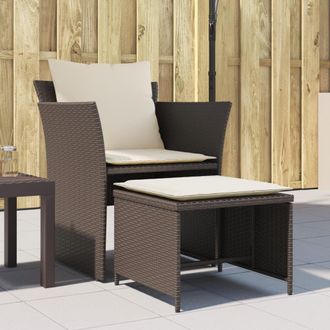 vidaXL Sill&oacute;n De Jard&iacute;n Con Reposapi&eacute;s Rat&aacute;n Sint&eacute;tico Marr&oacute;n Vidaxl