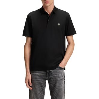 BOSS Parris Solid Cotton Polo in Black at Nordstrom, Size X-Large