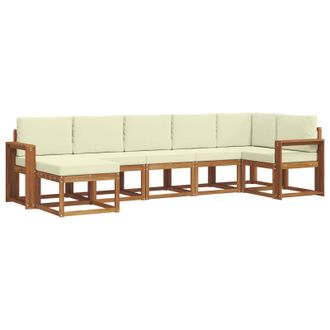 vidaXL Conjunto De Sof&aacute;s De Exterior Con Coj&iacute;n 7 Pcs Natural Y Crema Vidaxl