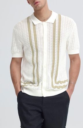 Casual Friday Holla Pointelle Knit Sweater Polo in Marshmallow at Nordstrom, Size X-Large