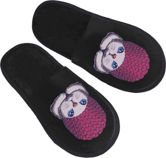 Generic Cotton Slipper Cats Breathable Spa Slippers Lightweight Fluffy Womens Slippers Travel Hotels M