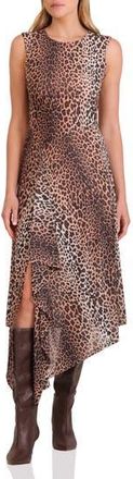 Avec Les Filles Directional Stripe Asymmetric Hem Dress in Jaguar at Nordstrom Rack, Size X-Small
