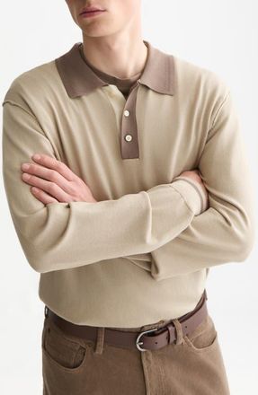 Scotch & Soda Long Sleeve Polo Sweater in Pure Cashmere at Nordstrom, Size Xx-Large