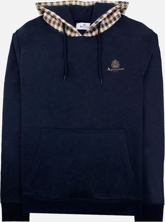 Aquascutum Mens Aquascutum Club Check Hoodie Navy 11 - Size: 44