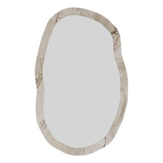 Dmora Espejo Tromello, Forma Ovalada, Tipo De Pared, Estructura Transparente, 52x86h Cm M&aacute;rmol Blanco