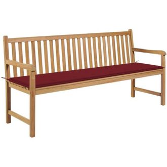 vidaXL Panca da Giardino con Cuscino Rosso Vino 175 cm Legno di Teak vidaXL