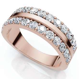 Pompeii3 1Ct Diamond Wedding Double Row Anniversary Ring Gold Lab Grown