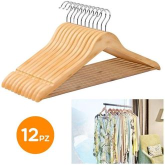 Trade Shop Trade Shop - Establecer 12 Perchas De Suspensi&oacute;n Muletas De Madera Ropa De La Puerta Tienda De La Tienda