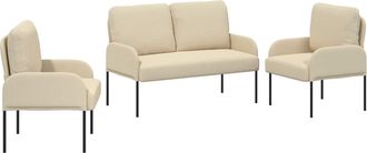 vidaXL Juegos De Sof&aacute;s 3 Uds. Crema Madera Contrachapada Vidaxl