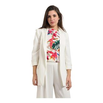 Yes-Zee Jasje met 3/4 mouw - Dames - Blazers - Wit - L - Polyester - Jassen