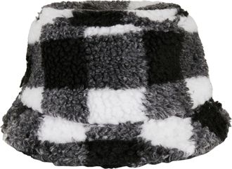 Flexfit Unisex Sherpa Check Bucket Hat Hat, White/Black, One Size