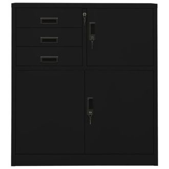 Berkfield Home Office Cabinet Black 90x40x102 cm Steel | Size: 90 x 40 x 102 cm