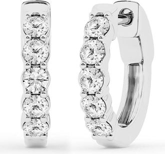 Grown Brilliance 0.50 Carat Round Lab Grown Diamond Hoop Earrings in Sterling Silver, Color G+, Clarity SI, Fine Jewelry for Women