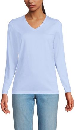 Lands End Supima Cotton Long Sleeve V-Neck T-Shirt in Clearlake Blue at Nordstrom, Size X-Large P