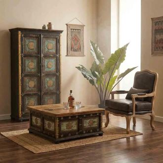 Wanderlust Deco Armario de madera artesanal 102 x 44 x 183h cm