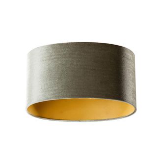 QAZQA Qazqa Algod&oacute;n Pantalla De L&aacute;mpara De Terciopelo Verde Con Interior Dorado, Ovalada 35/23/18, Ovalada Apto Para L&aacute;mpara Colgante Y De Pie