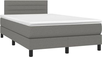 vidaXL Cama Box Spring Con Colch&oacute;n Tela Gris Oscuro 120x200 Cm Vidaxl