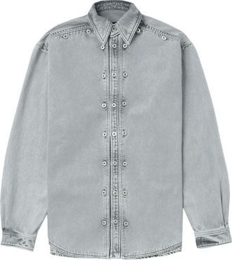 Y / Project light wash layered denim shirt - men - Cotton - L - Grey