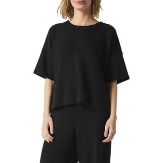 Splendid x @cellajaneblog Oversize Rib Scuba Knit T-Shirt in Black at Nordstrom, Size Medium