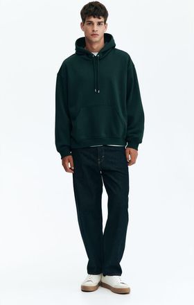 H&M Loose Fit Hoodie in Dark Forest Green at Nordstrom, Size Xx-Large