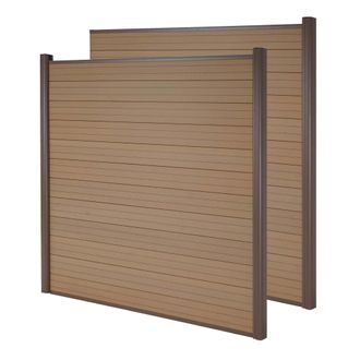 Hhg [nunca Usado] Cortina Wpc Sarthe, Valla Cortaviento, Postes De Aluminio, Lote De 2, 3.75m Teka