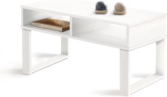 HOGAR 24 Mesa de centro dise&ntilde;o vintage madera maciza natural dos compartimentos