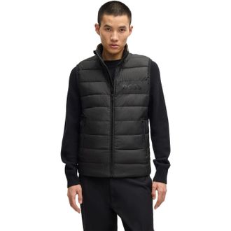 HUGO BOSS Mens H Cenito Padded Water Repellent Stand Collar Sleeveless Gilet in Black 001 - Size Large