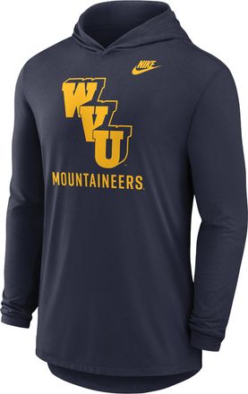 Nike West Virginia Legacy Nike Mens Dri-FIT College Long-Sleeve Hooded T-Shirt in Blue | 01NB41SWVV-1XM