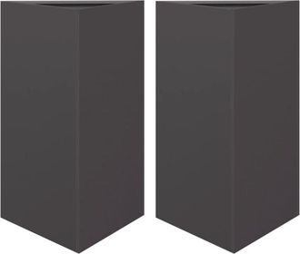 vidaXL Jardineras Triangulares 2 Uds Acero Negro 50x43x75 Cm Vidaxl