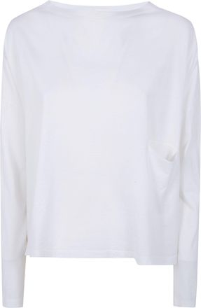 Maryya Long Sleeves Boat Neck Pockets T-Shirt