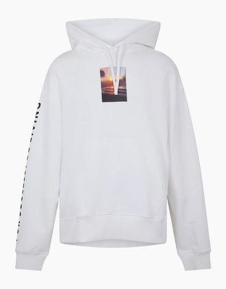 Diesel Mens Cassette Photo Hooded Neck Long Sleeve Sweatshirt - White - Size: 40