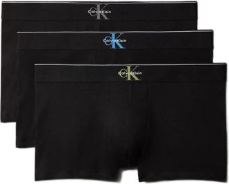 Calvin Klein Confezione da 3 boxer trunk in cotone stretch con monogramma grafico - - Underwear - Uomo - Nero - XL
