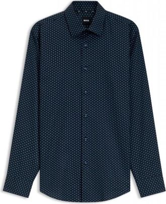 HUGO BOSS Formele Overhemd - Heren - Zakelijke Overhemden - Blauw - L - Katoen - Overhemden