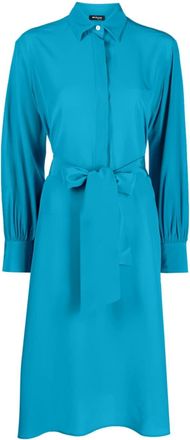 Kiton pussy-bow silk midi dress - women - Silk - 38 - Blue