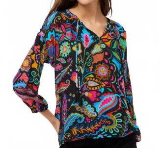 Johnny Was Margot Blouse In Black Print