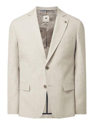 Atelier Torino Slim Fit 2-Knopf-Sakko aus Schurwoll-Leinen-Mix Modell Tito in Beige, Größe 26