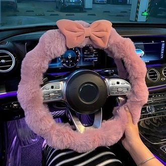 OEM Funda De Volante De Felpa Adorable. Apta Para Invierno, Unisex, Aprox. 38 Cm De Di&aacute;metro (rosa)