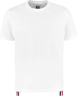 Thom Browne Cotton Piqu&eacute; T-Shirt - Heren - T-shirts - Wit - L - Katoen - Tops